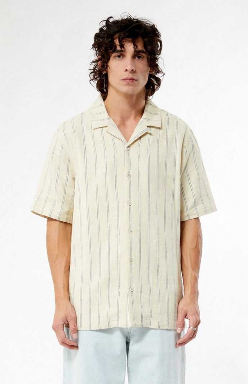 Camisas PacSun Terry Woven A Rayas Camp Hombre Marrones | FKCVS6952