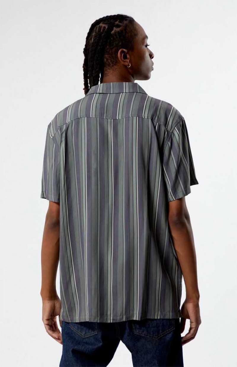 Camisas PacSun Viscose Stripe Camp Hombre Gris | GFAMT8307