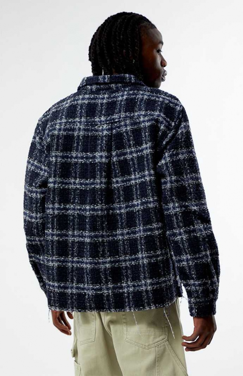 Camisas PacSun Wooly Shadow Plaid Classic Hombre Azul Marino | MUNVE6705