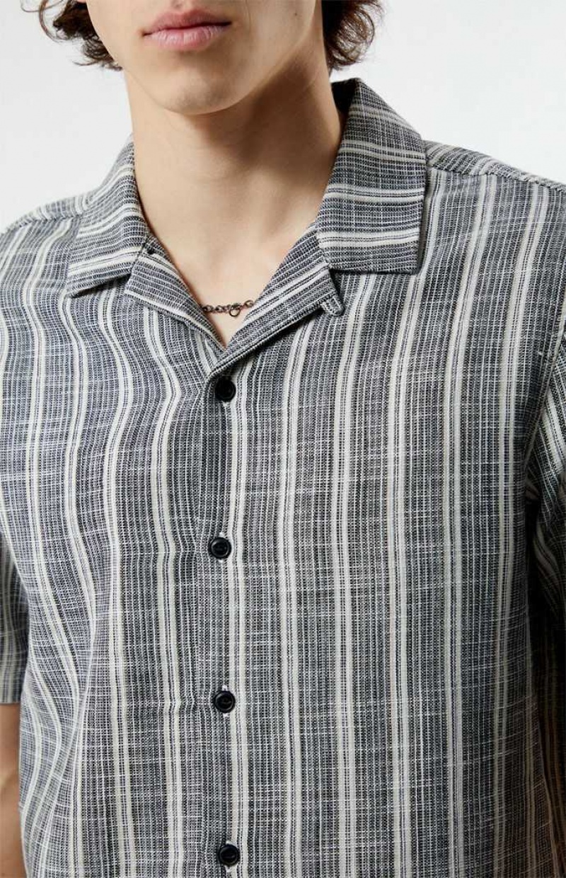 Camisas PacSun Woven Camp Hombre Negras Blancas | LZXES7189