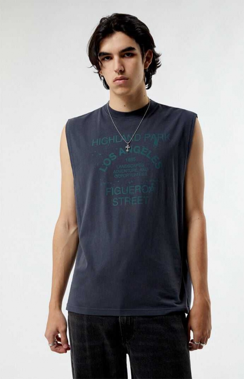 Camiseta sin Manga PacSun Figg Muscle Hombre Negras | CNXMK6918