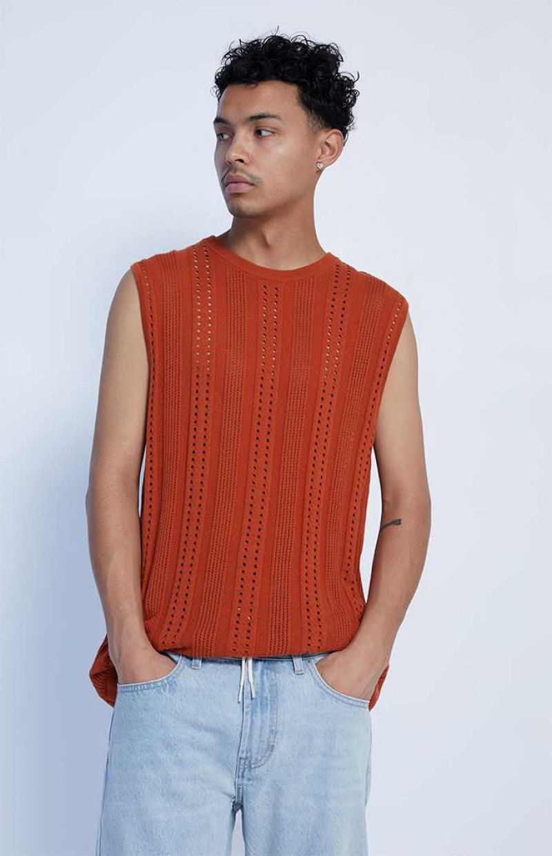 Camiseta sin Manga PacSun Knit Hombre Marrones | OZUAW4539