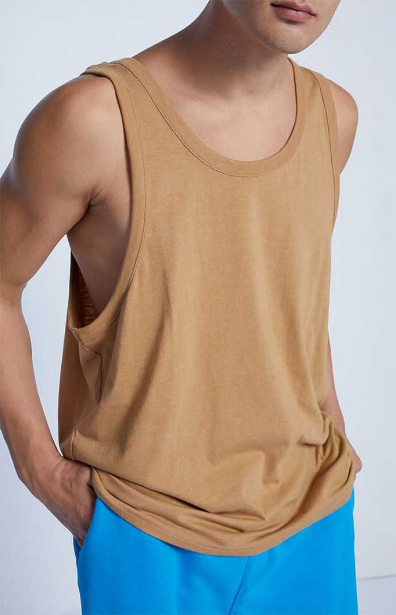 Camiseta sin Manga PacSun PS Basics Eco Brown Sage Hombre Marrones | GVPJC0746