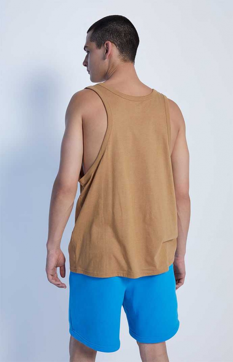 Camiseta sin Manga PacSun PS Basics Eco Brown Sage Hombre Marrones | GVPJC0746