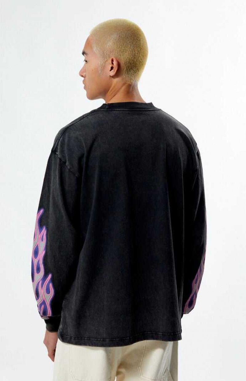 Camiseta sin Manga PacSun Poison Girl Oversized Long Sleeve Hombre Negras | JVHMN6203