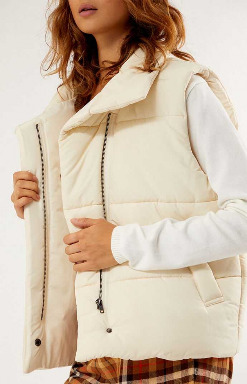 Chaleco PacSun Asymmetrical Puffer Mujer Blancas | SCUFL5108