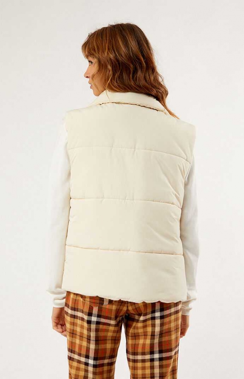 Chaleco PacSun Asymmetrical Puffer Mujer Blancas | SCUFL5108