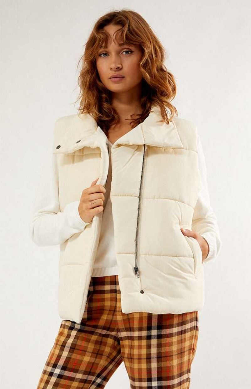 Chaleco PacSun Asymmetrical Puffer Mujer Blancas | SCUFL5108