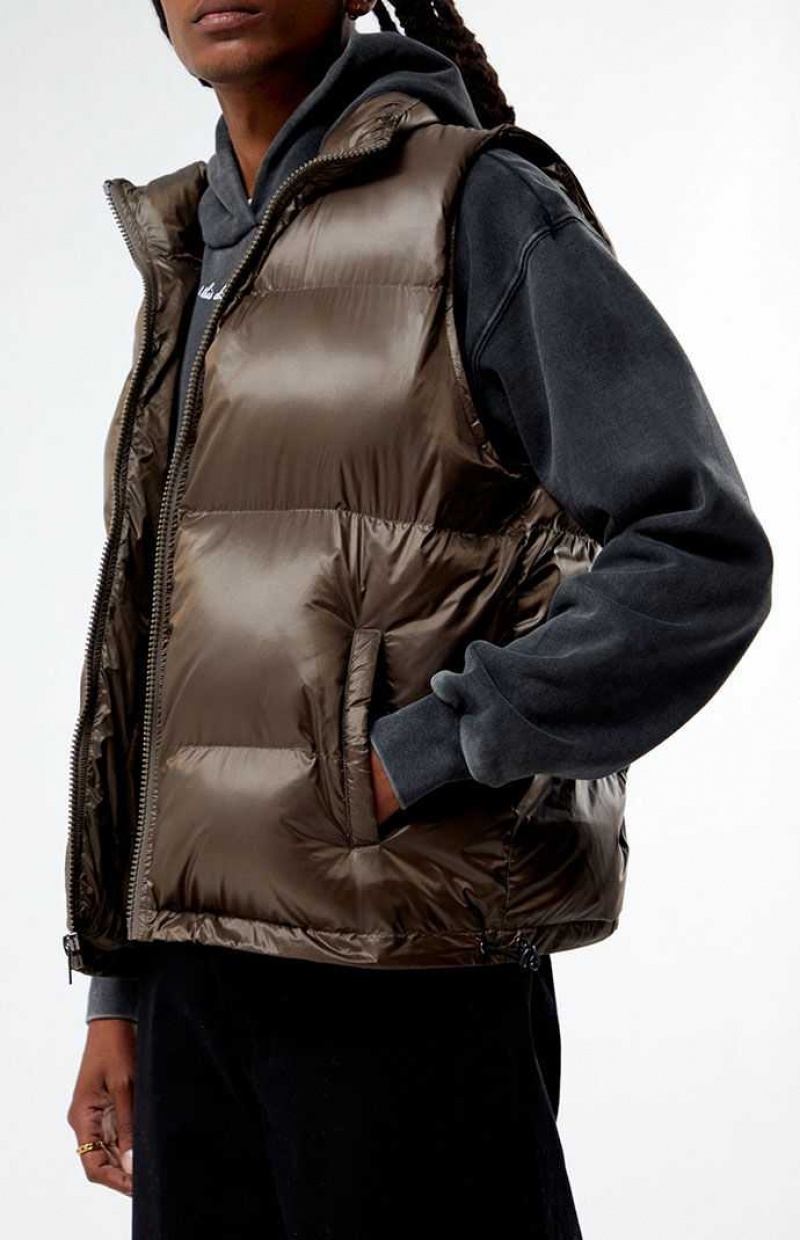 Chaquetas PacSun Brown Puffer Hombre Marrones | UOXJB7142