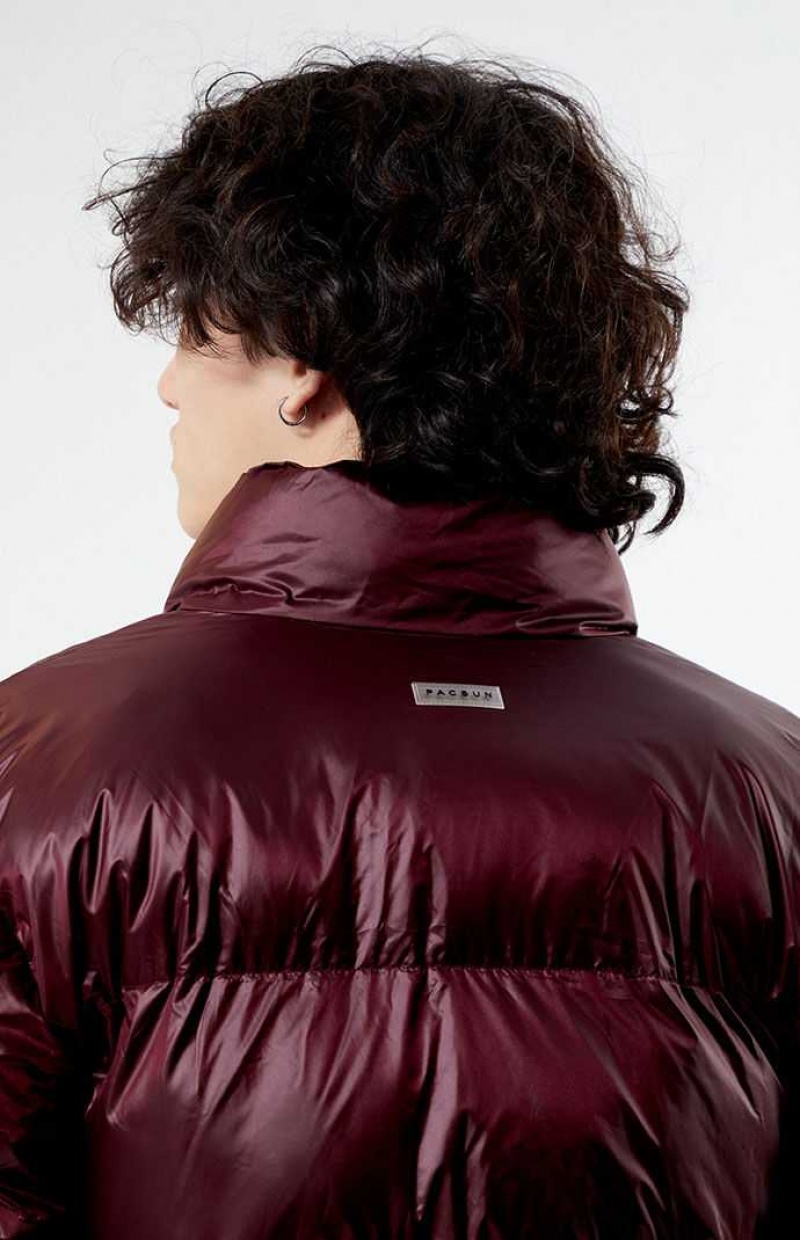 Chaquetas PacSun Burgundy Puffer Hombre Burdeos | IEROY7048