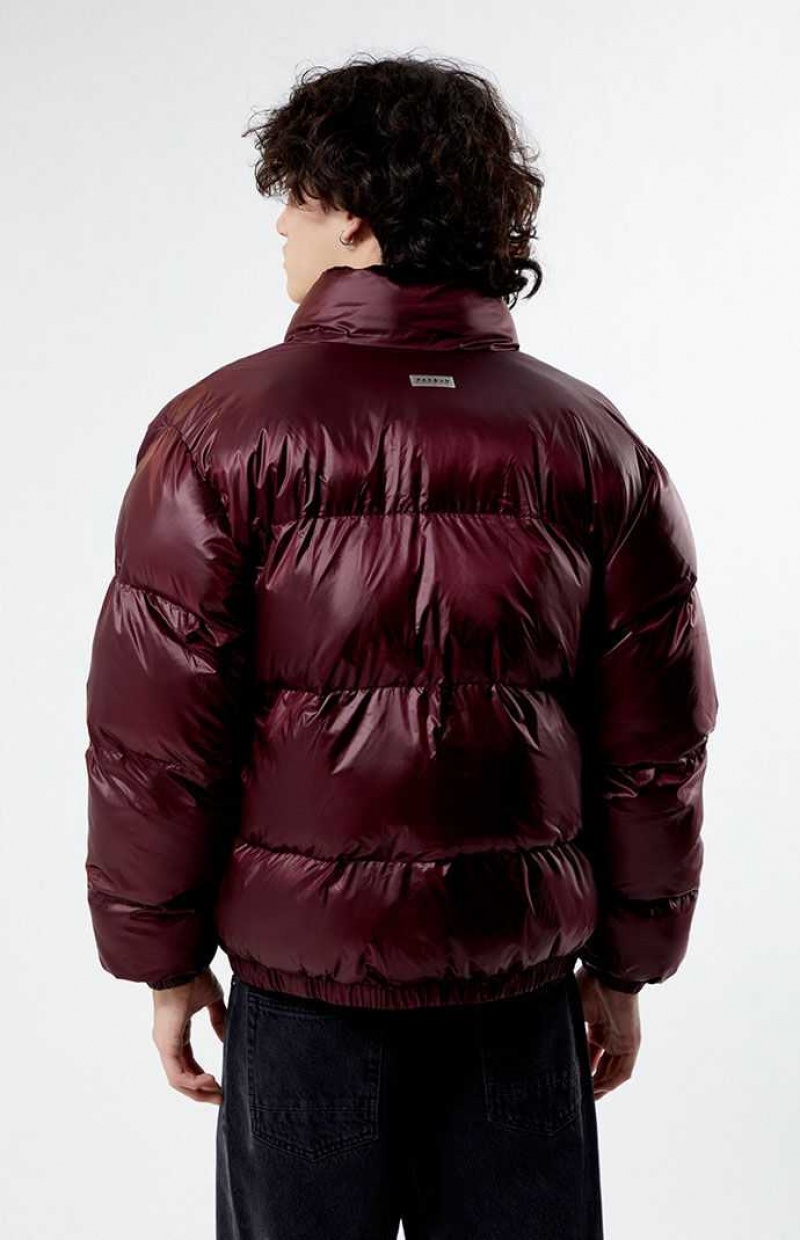 Chaquetas PacSun Burgundy Puffer Hombre Burdeos | IEROY7048