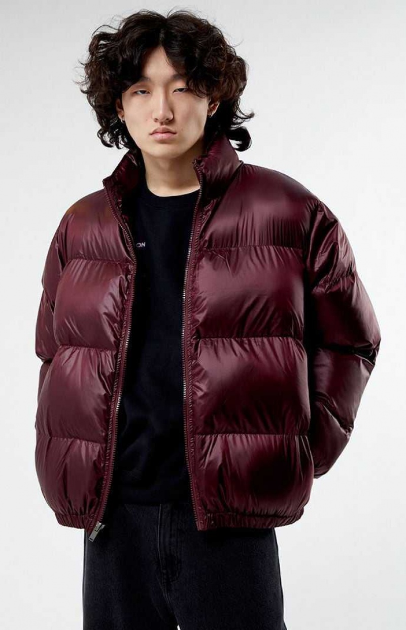 Chaquetas PacSun Burgundy Puffer Hombre Burdeos | IEROY7048