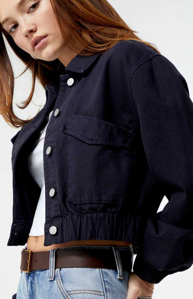 Chaquetas PacSun Cropped Mujer Negras | BVOUJ3214