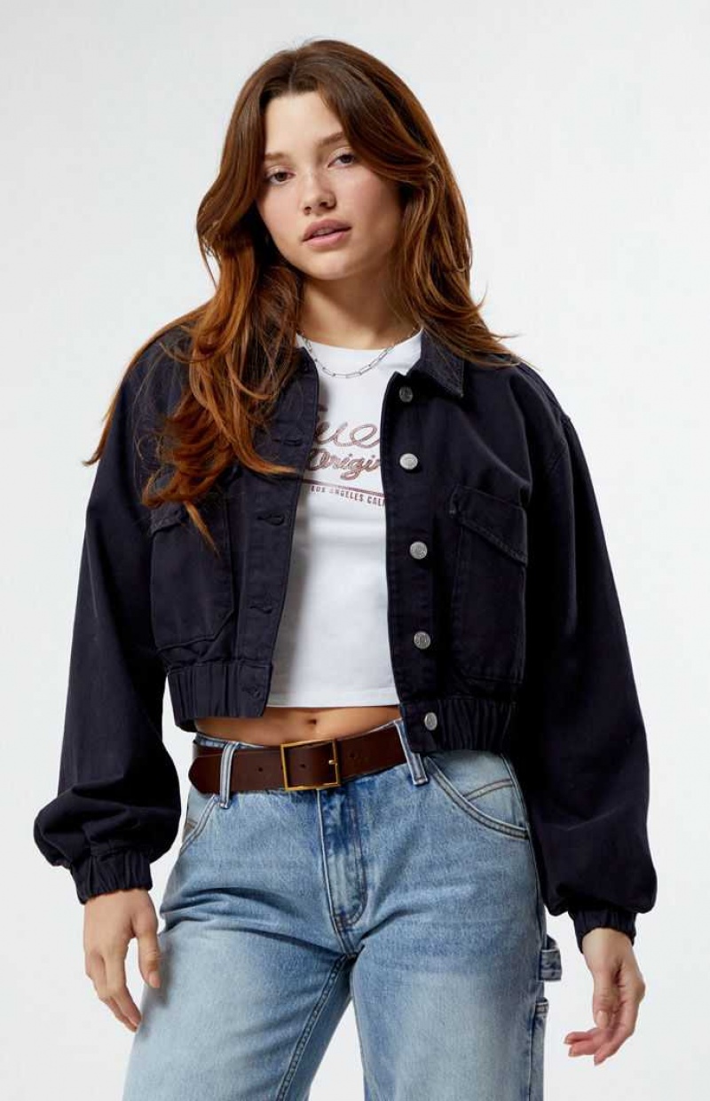 Chaquetas PacSun Cropped Mujer Negras | BVOUJ3214