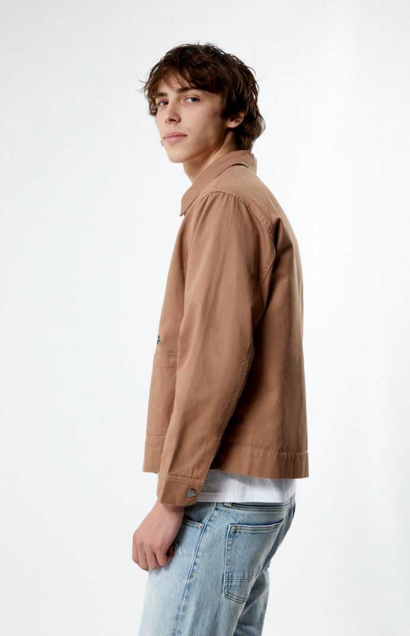 Chaquetas PacSun Embroidery Hombre Marrones | TYWRP1962