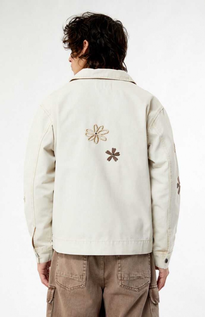 Chaquetas PacSun Floral Applique Hombre Creme | ENQWY5870