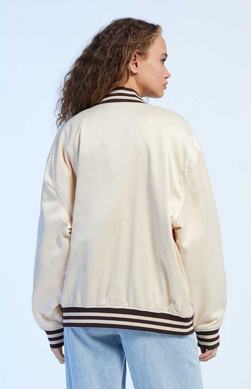 Chaquetas PacSun Giddy Up Varsity Coach Mujer Creme | AFGHX2945