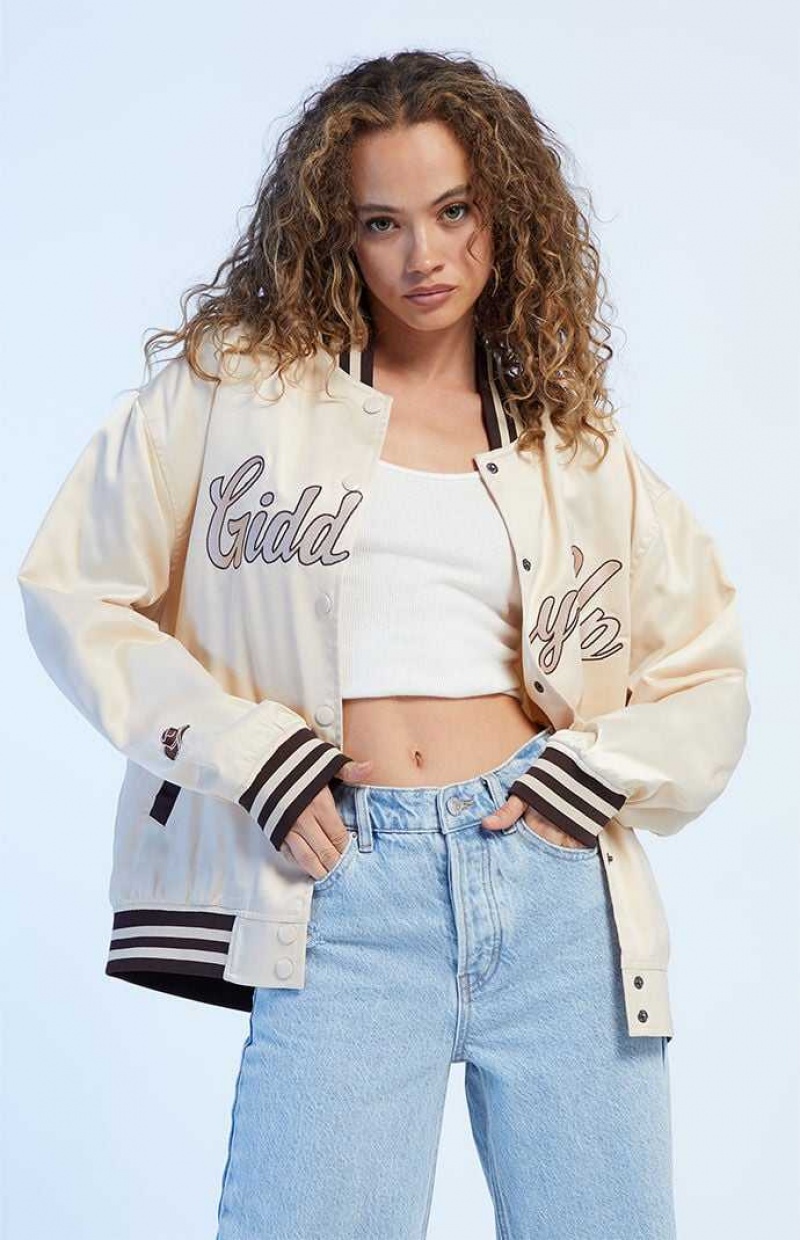 Chaquetas PacSun Giddy Up Varsity Coach Mujer Creme | AFGHX2945