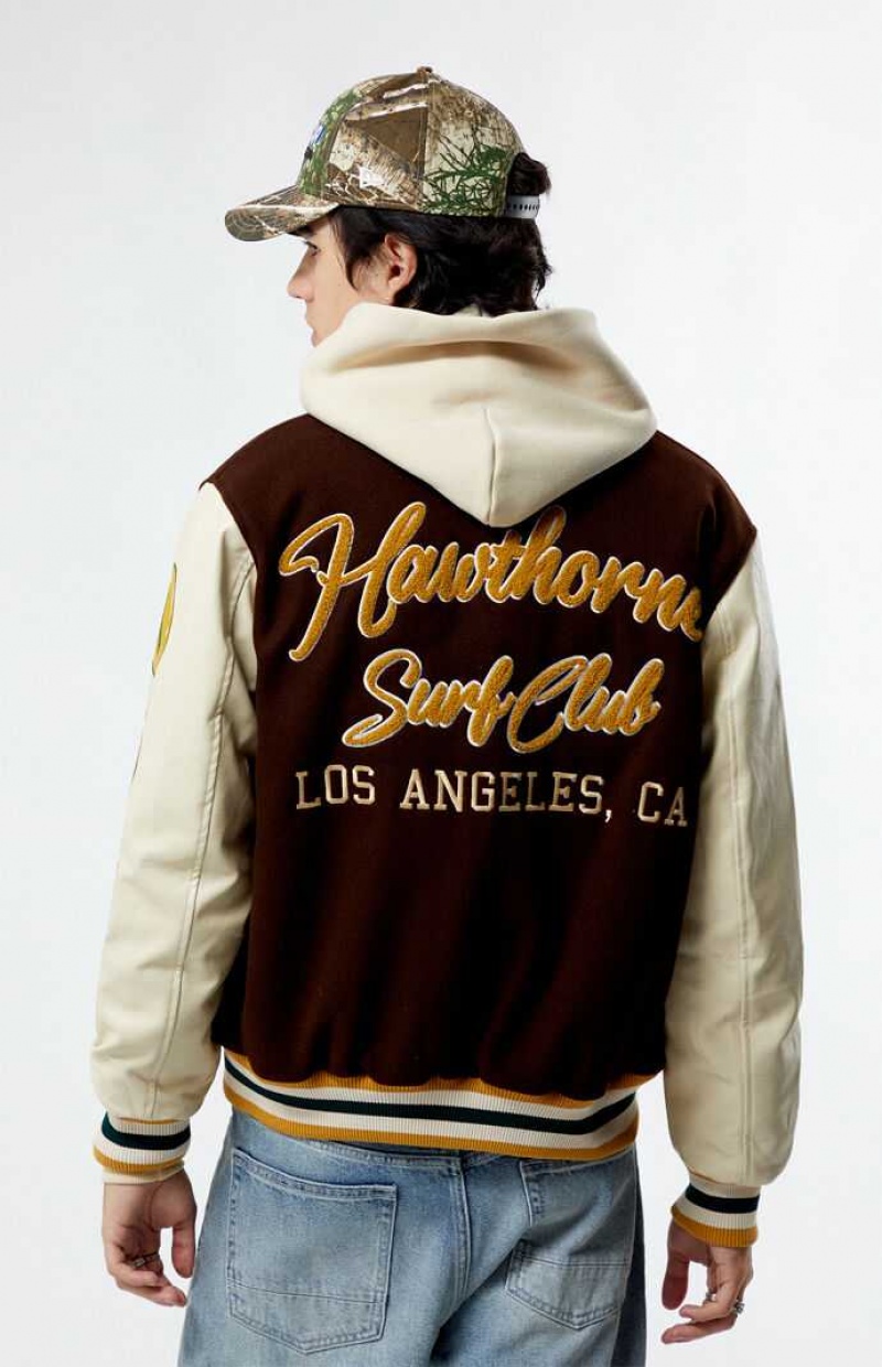 Chaquetas PacSun Hawthorne Varsity Hombre Marrones | AZXGD1256