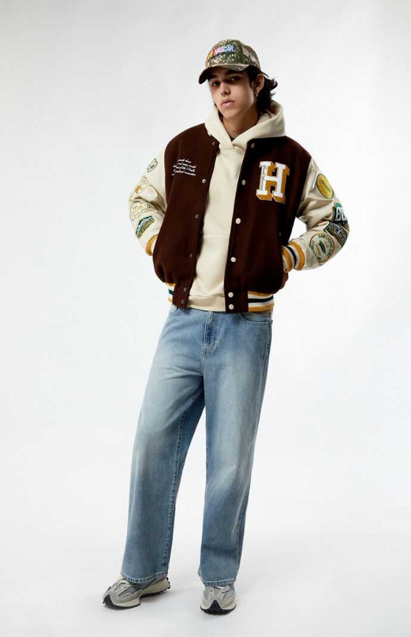 Chaquetas PacSun Hawthorne Varsity Hombre Marrones | AZXGD1256