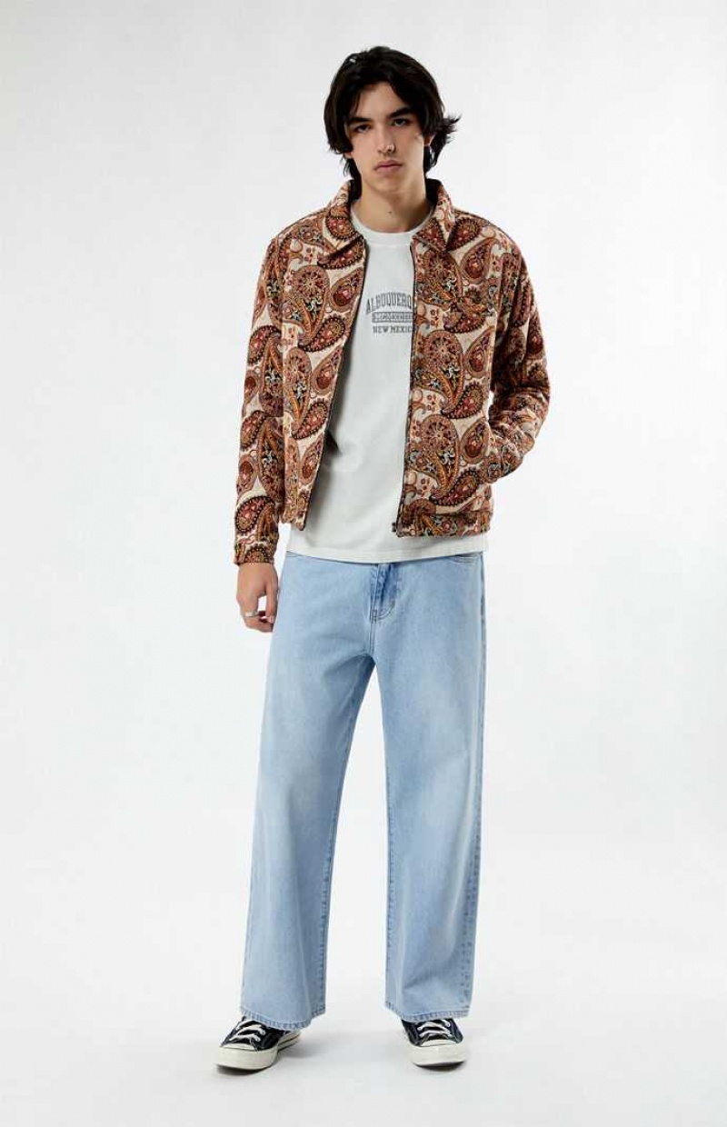 Chaquetas PacSun Jacquard Paisley Gas Hombre Marrones | BZHWC9452