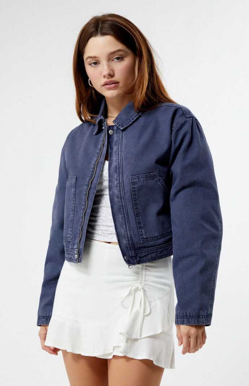 Chaquetas PacSun Lona Cropped Mujer Gris | SKWIU9465