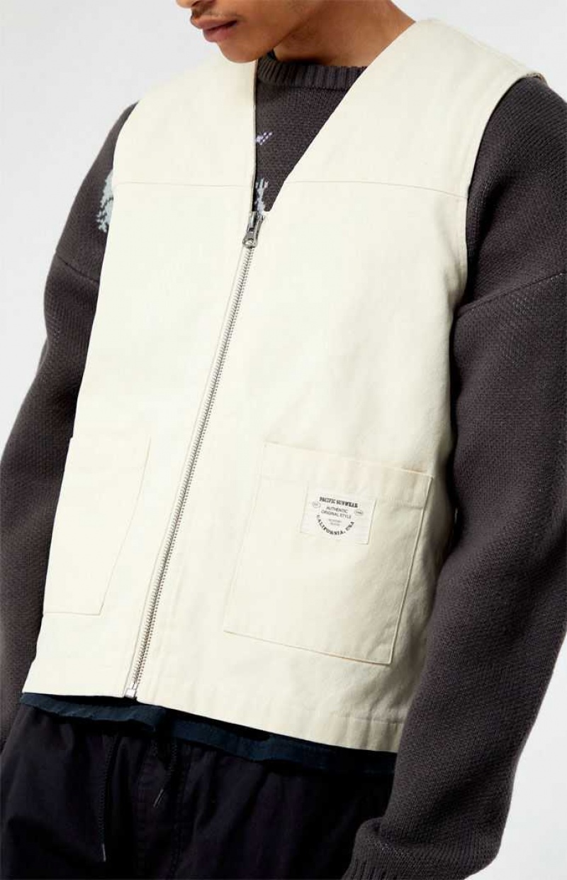 Chaquetas PacSun Lona Hombre Creme | XJUSP9814