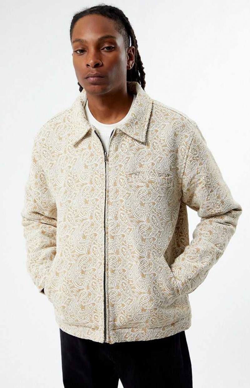 Chaquetas PacSun Luxe Jacquard Gas Hombre Creme | DCAFY2094