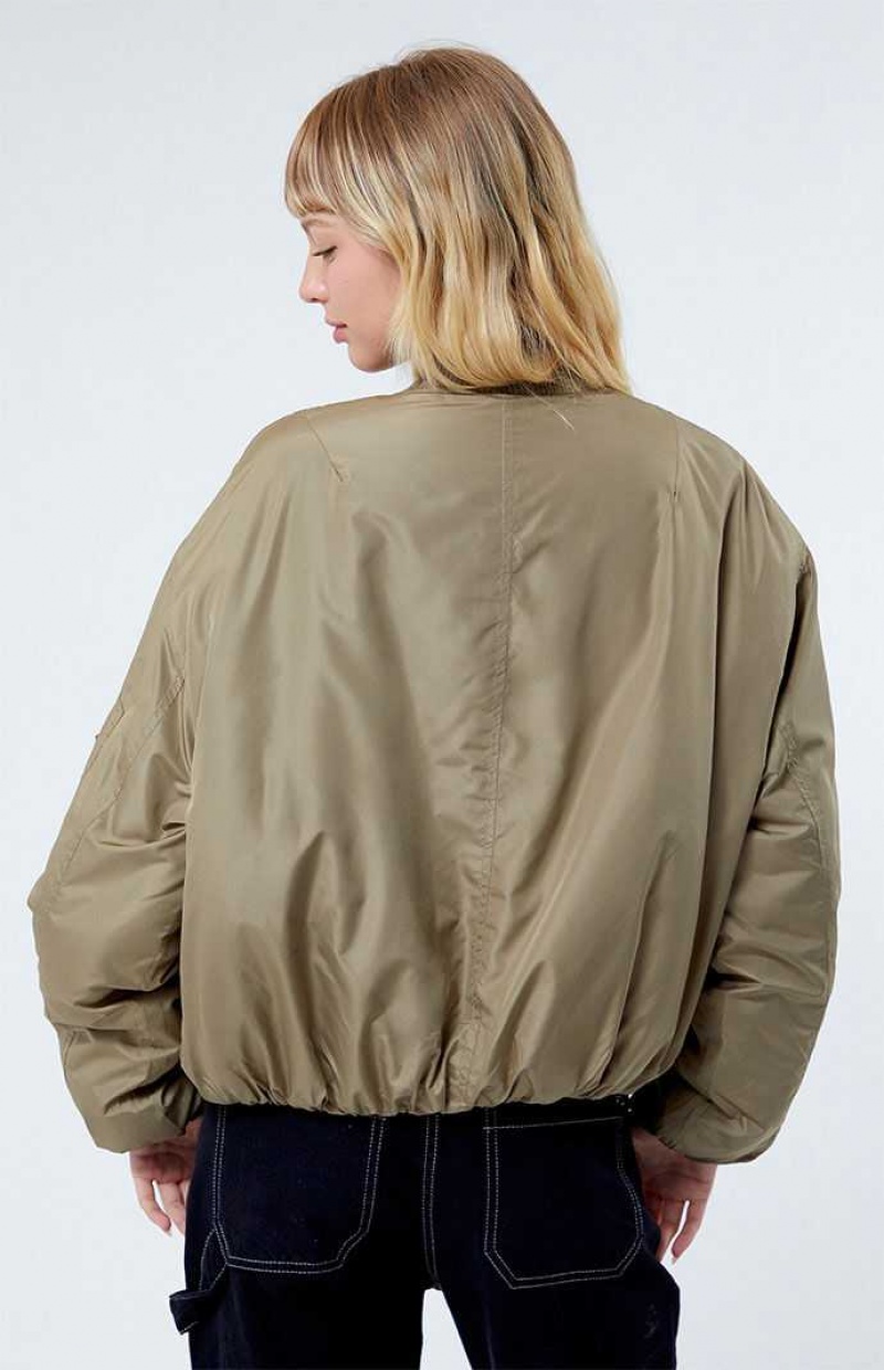 Chaquetas PacSun Oversized Bomber Mujer Verde Oliva | GARKL9043