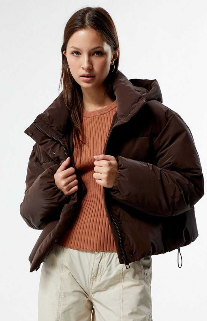 Chaquetas PacSun Puffer Mujer Chocolate | QCFEG8564