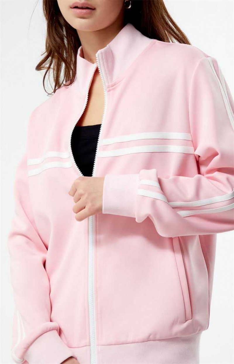 Chaquetas PacSun Stripe Mock Neck Pista Mujer Rosas Claro | RWXAC5681