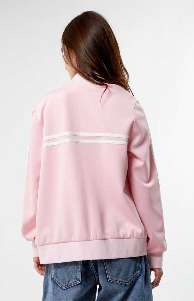 Chaquetas PacSun Stripe Mock Neck Pista Mujer Rosas Claro | RWXAC5681