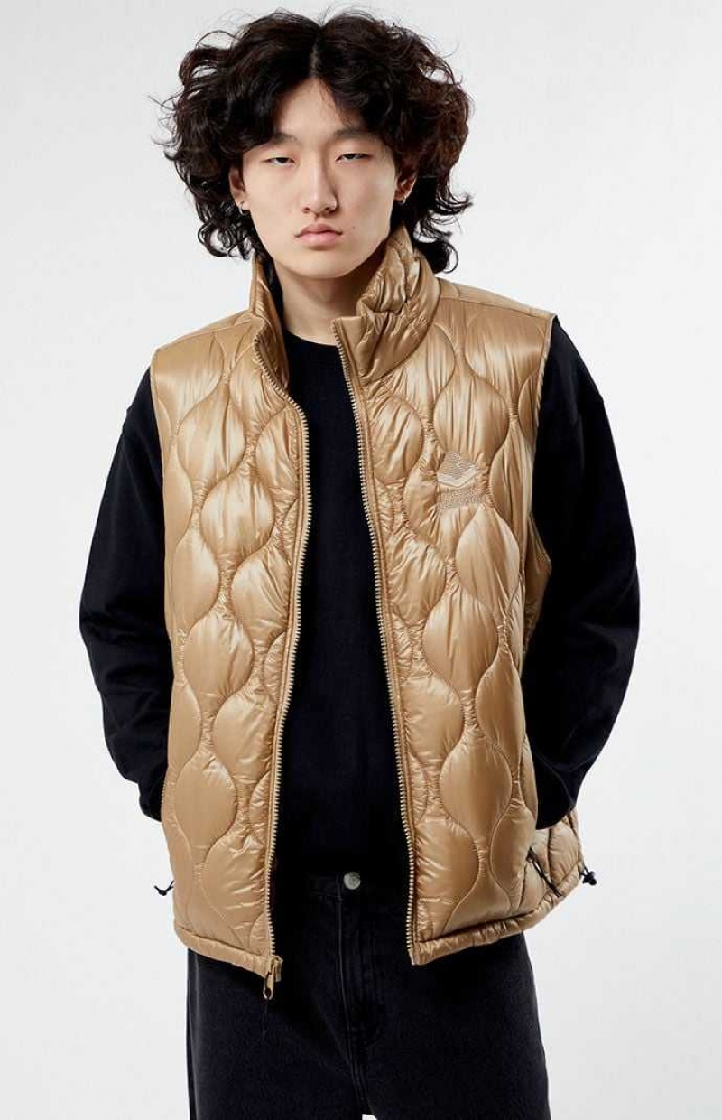 Chaquetas PacSun Tan Acolchado Hombre Marrones | UKBAW8467