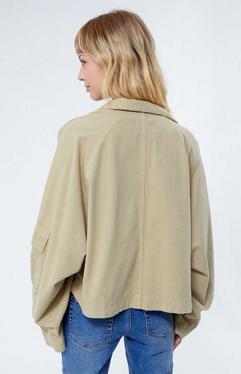 Chaquetas PacSun Twill Cargo Mujer Marrones | SIXMZ3860