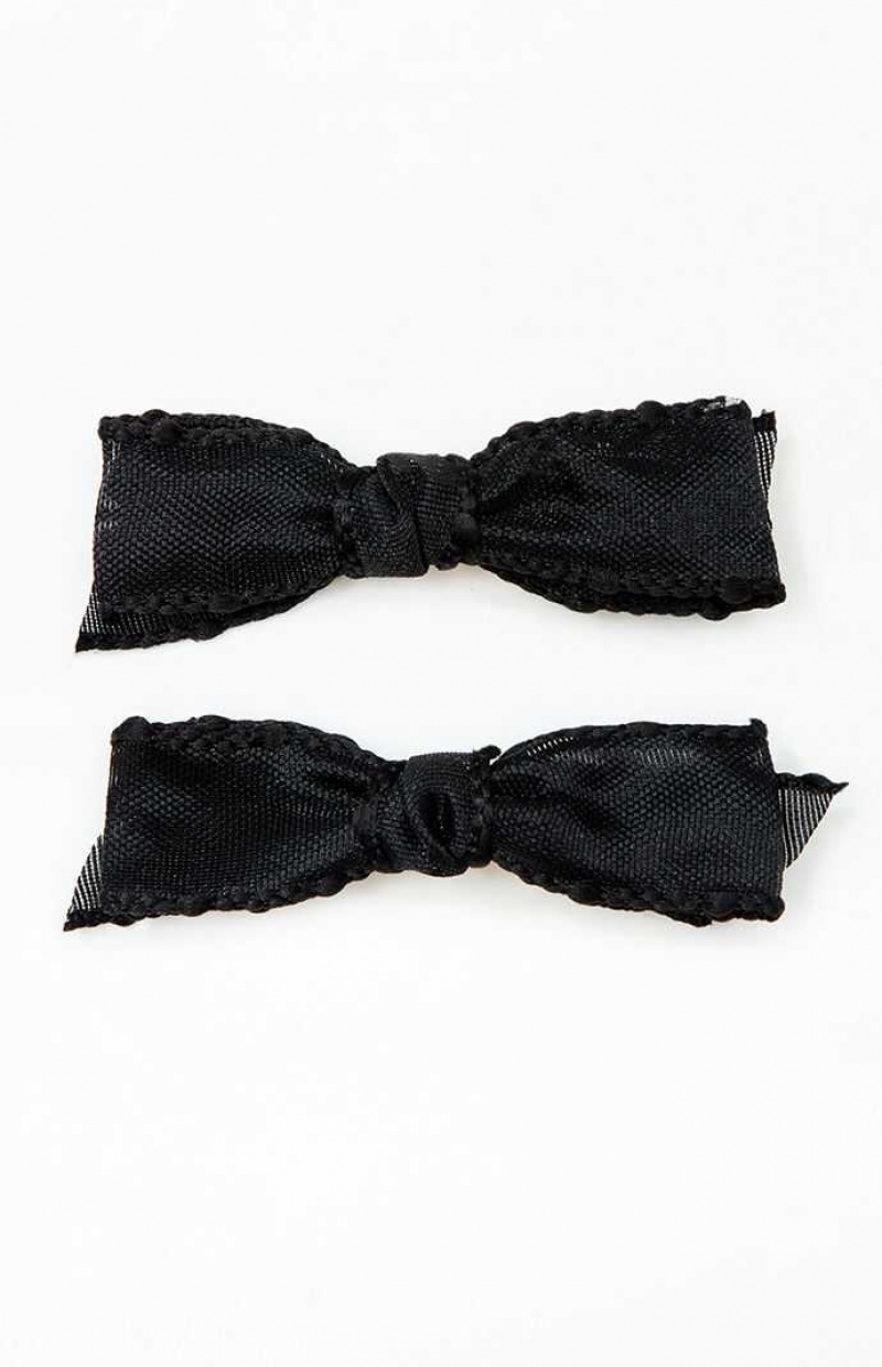 Clips PacSun 2 Pack Black Bow Hair Mujer Negras | ACUFB9574