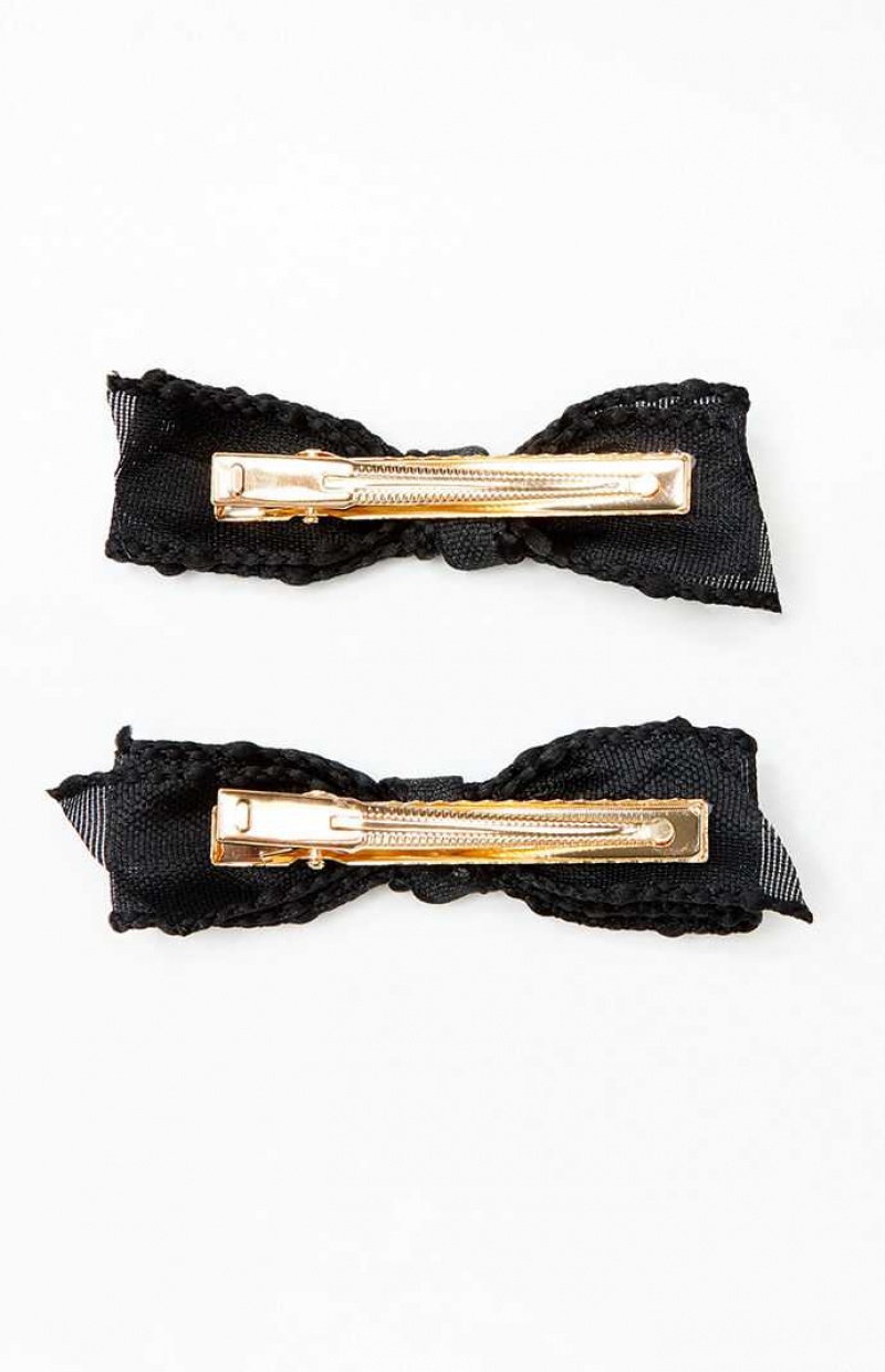 Clips PacSun 2 Pack Black Bow Hair Mujer Negras | ACUFB9574