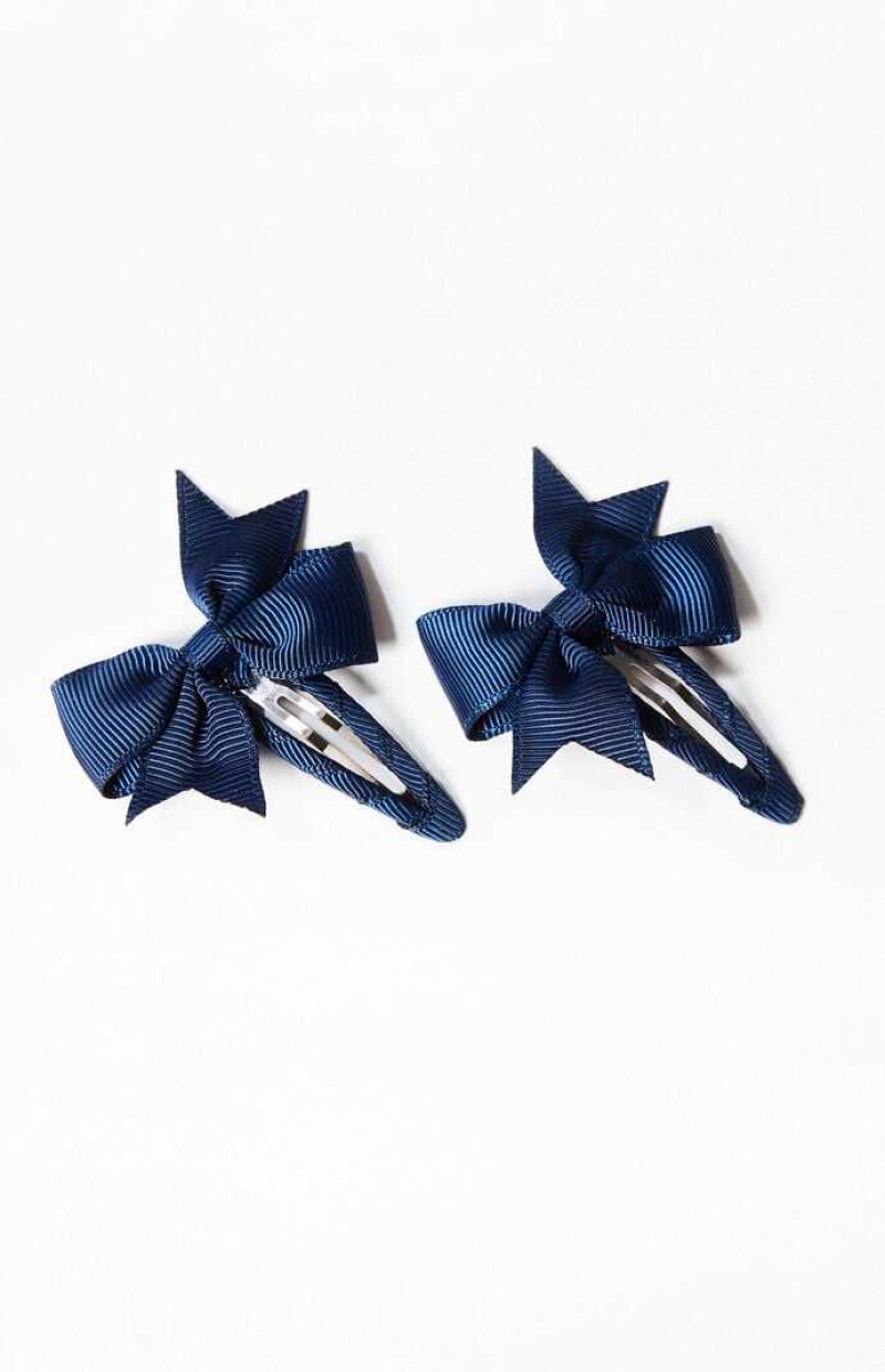 Clips PacSun 2 Pack Bow Hair Mujer Azul Marino | XYFKS3862