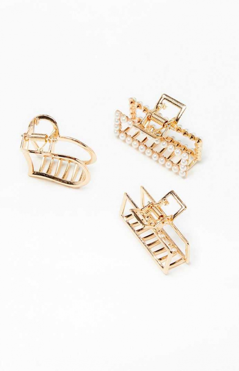 Clips PacSun 3 Pack Mini Gold Hair Claw Mujer Doradas | ZPNBD5431