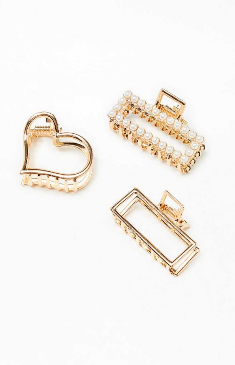 Clips PacSun 3 Pack Mini Gold Hair Claw Mujer Doradas | ZPNBD5431