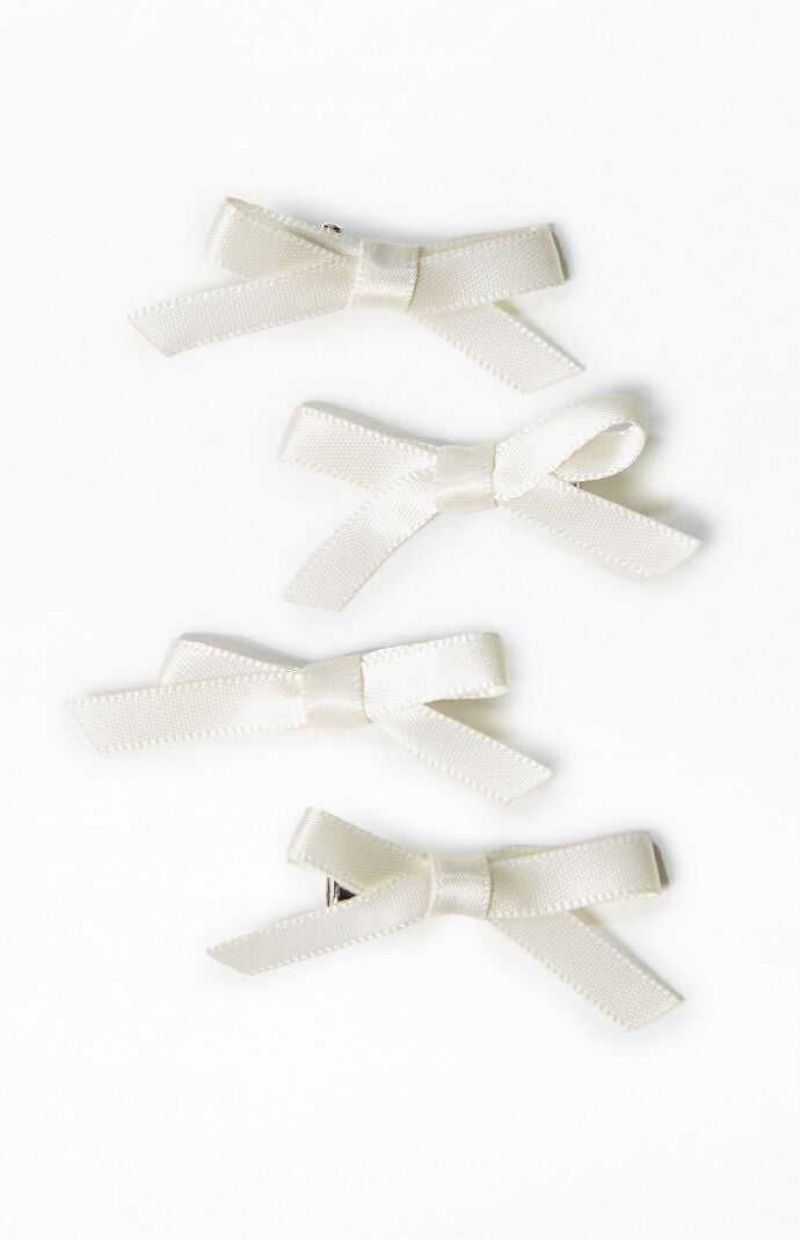 Clips PacSun 4 Back Mini Bow Mujer Creme | BZNAL9718