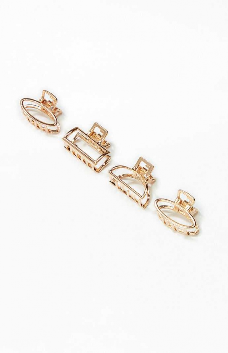 Clips PacSun 4 Pack Mini Metal Claw Mujer Doradas | ZGXDK5196