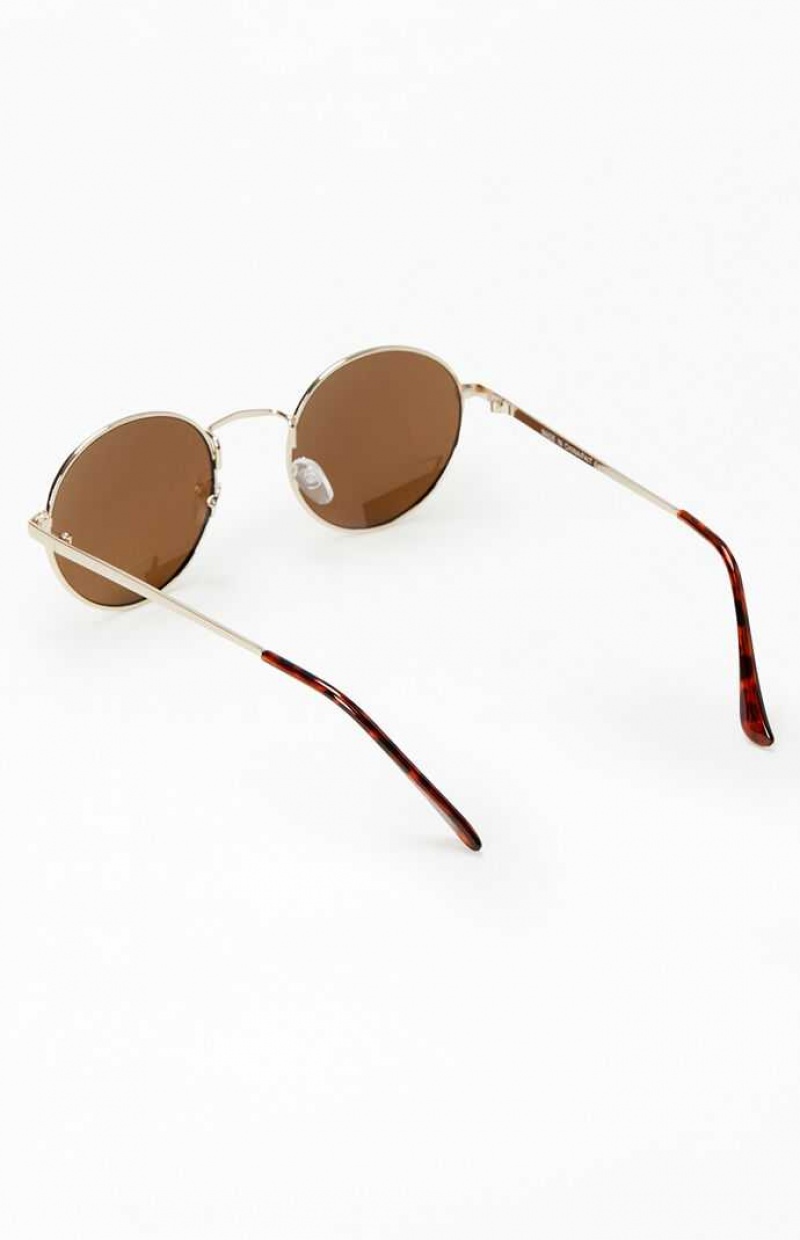 Gafas de Sol PacSun Brown Metal Round Mujer Marrones | MZSOX4632