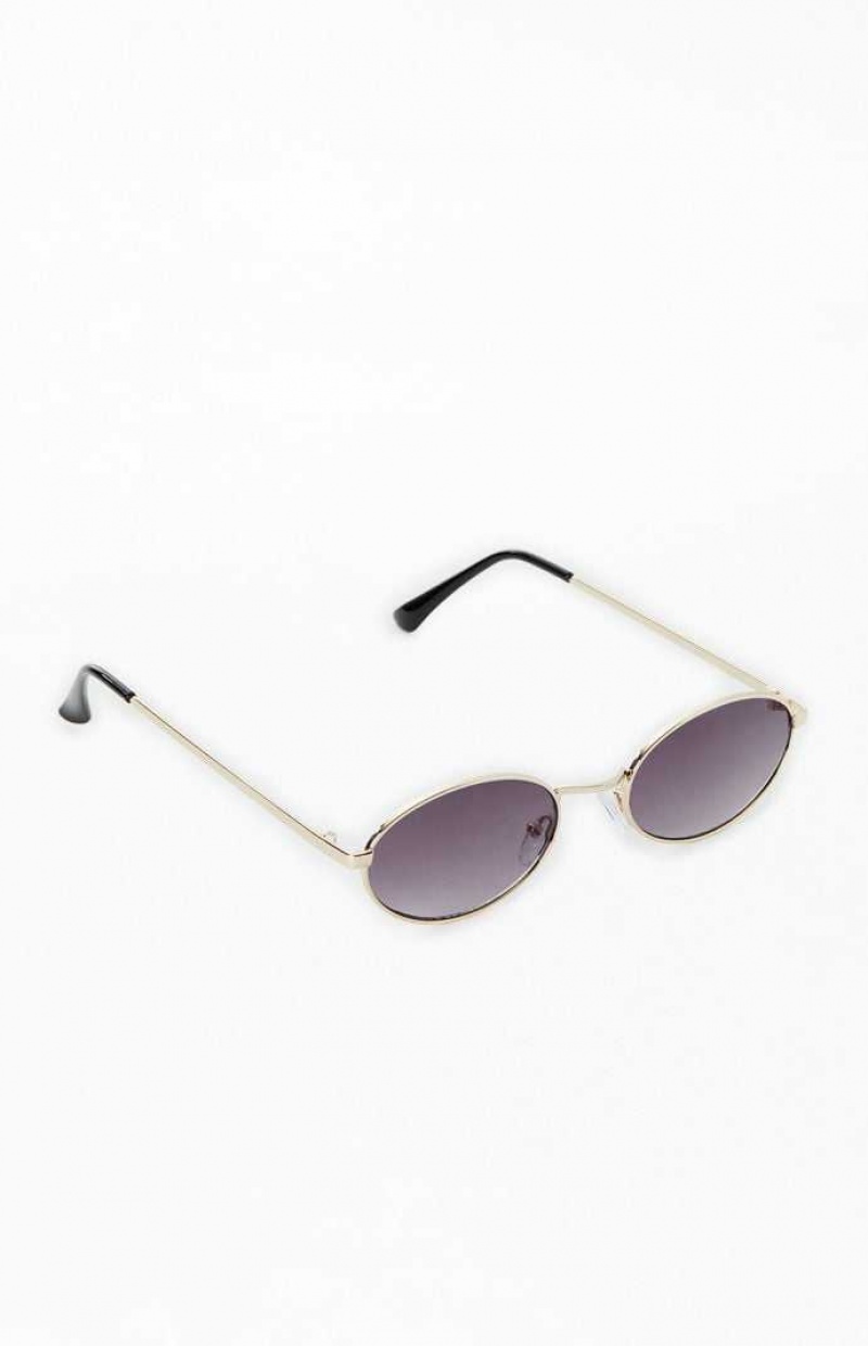 Gafas de Sol PacSun Metal Round Mujer Doradas Negras | DKHZS9746