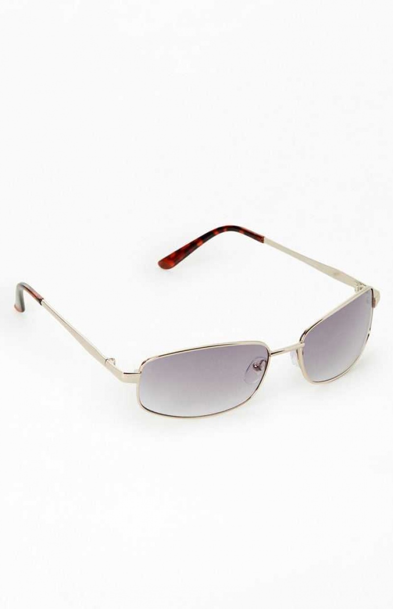 Gafas de Sol PacSun Metal Square Mujer Doradas Negras | BHEYM5814