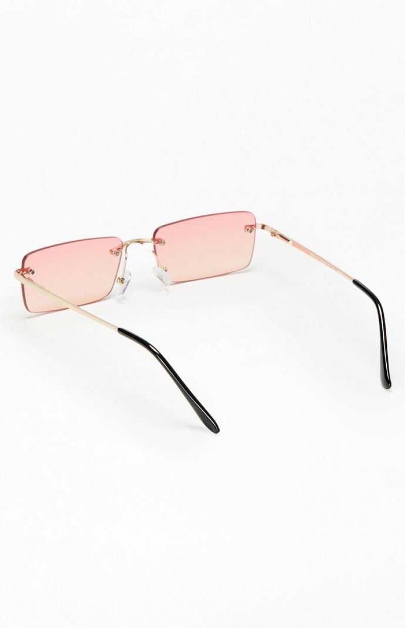 Gafas de Sol PacSun Pink Metal Square Mujer Rosas | AWBVM1704