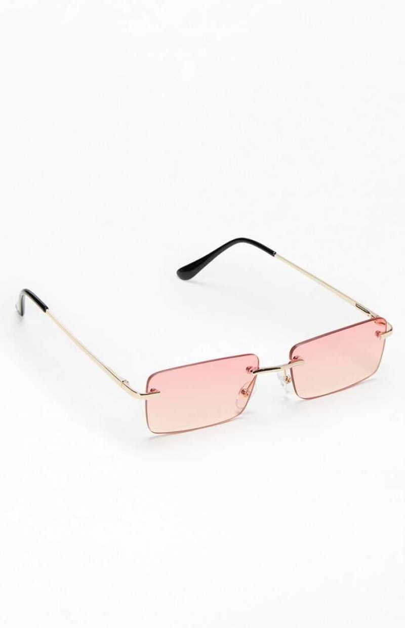 Gafas de Sol PacSun Pink Metal Square Mujer Rosas | AWBVM1704