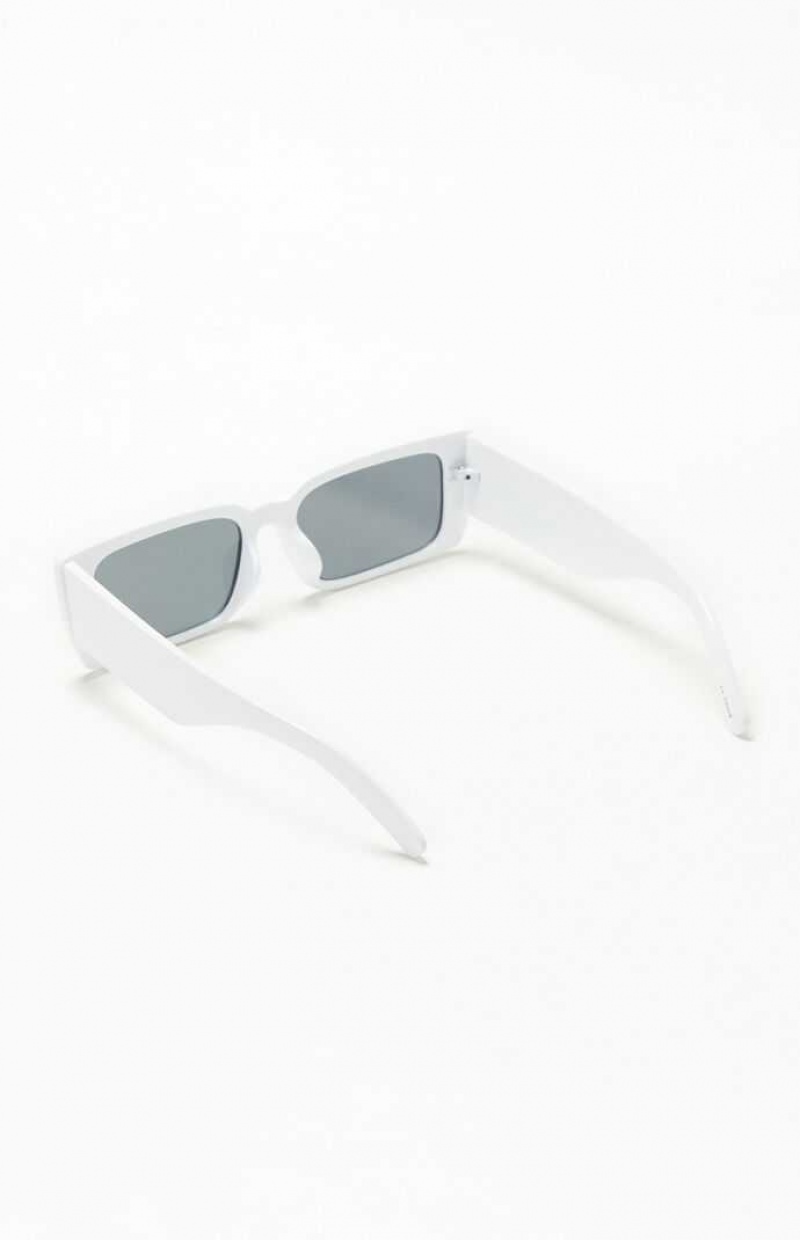 Gafas de Sol PacSun Rectangle Low Profile Hombre Blancas | RBLYT7264