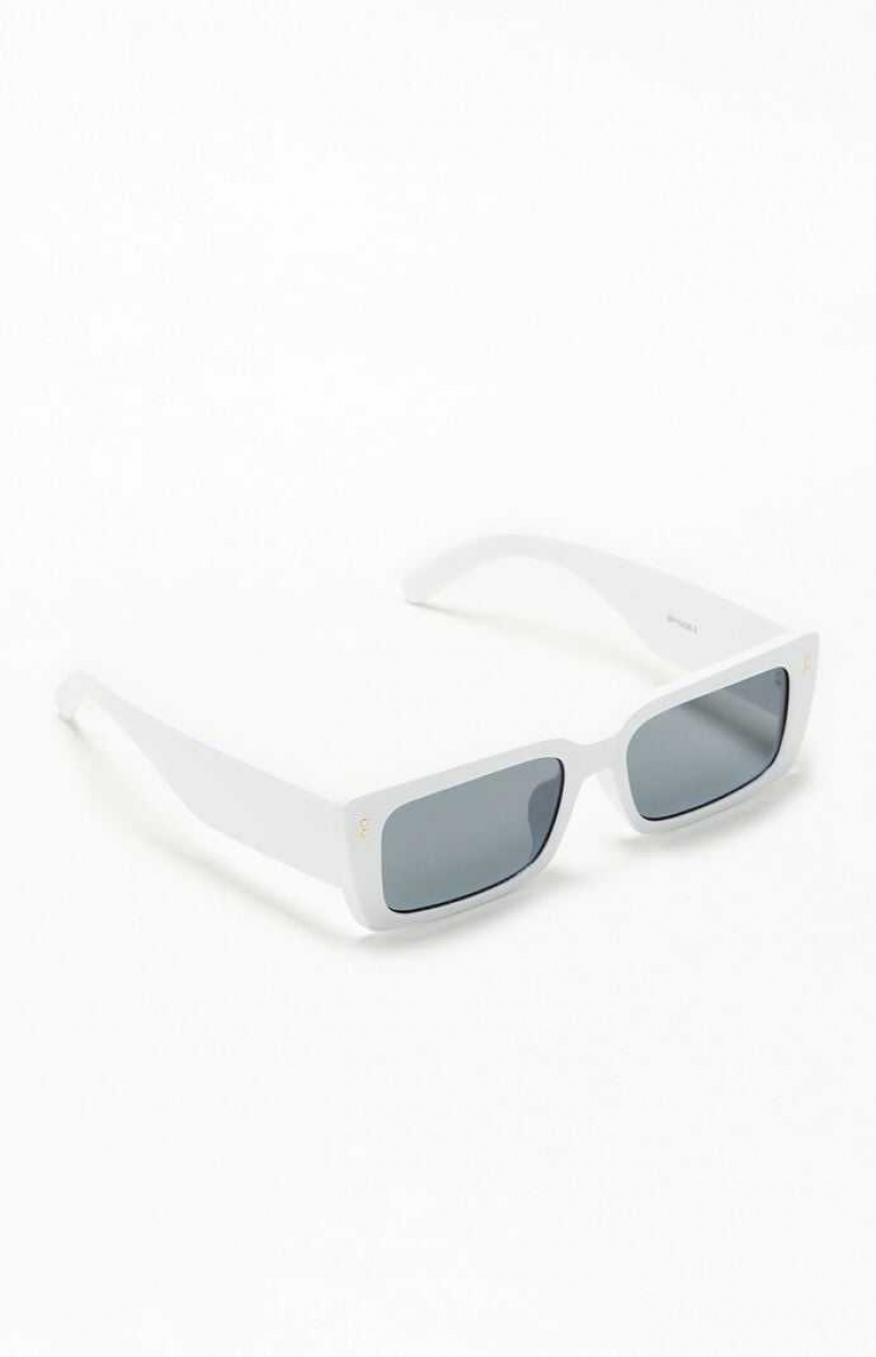 Gafas de Sol PacSun Rectangle Low Profile Hombre Blancas | RBLYT7264