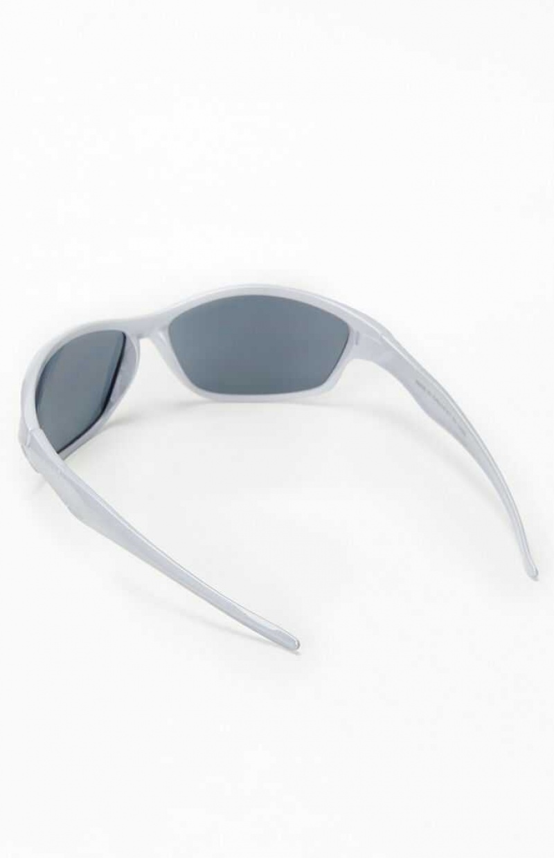 Gafas de Sol PacSun Silver Plástica Racer Mujer Plateadas | GVYRP9875