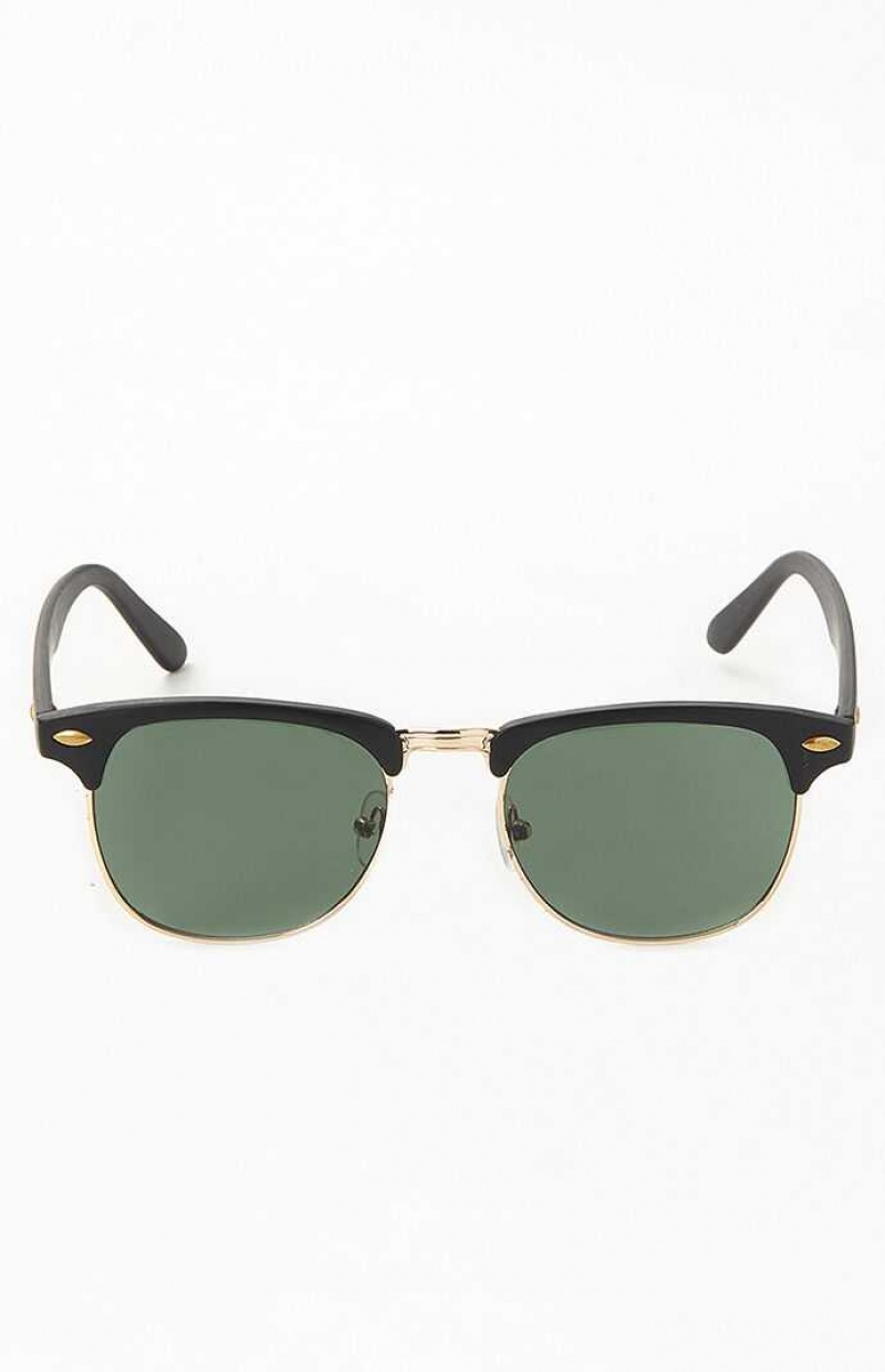 Gafas de Sol PacSun Small Metal Fifty-Fifty Hombre Negras Doradas | LEWPK6485